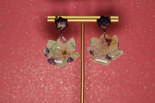 Purple Floral Print Dangles