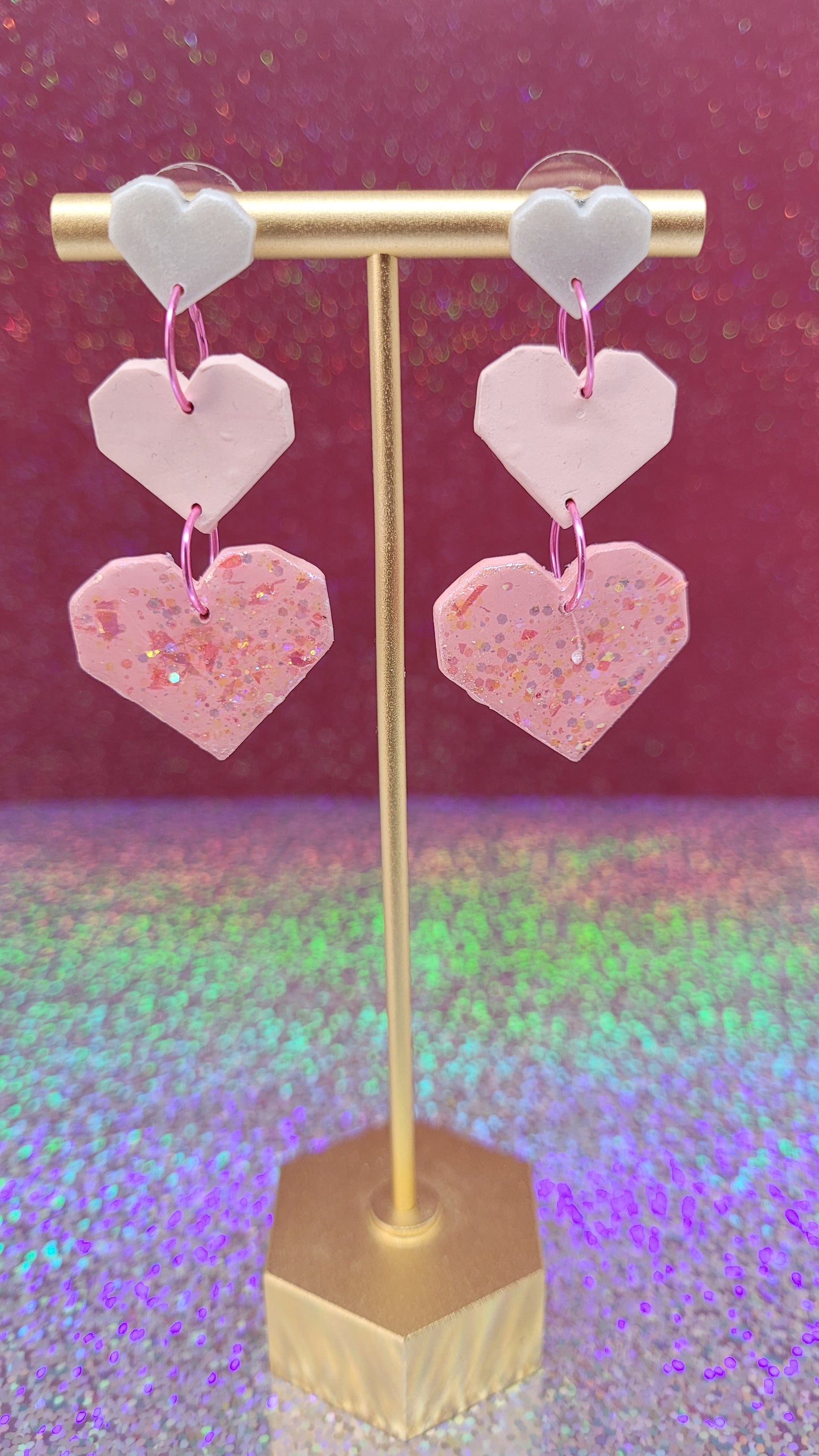 3-Tiered Gradient Heart Earrings