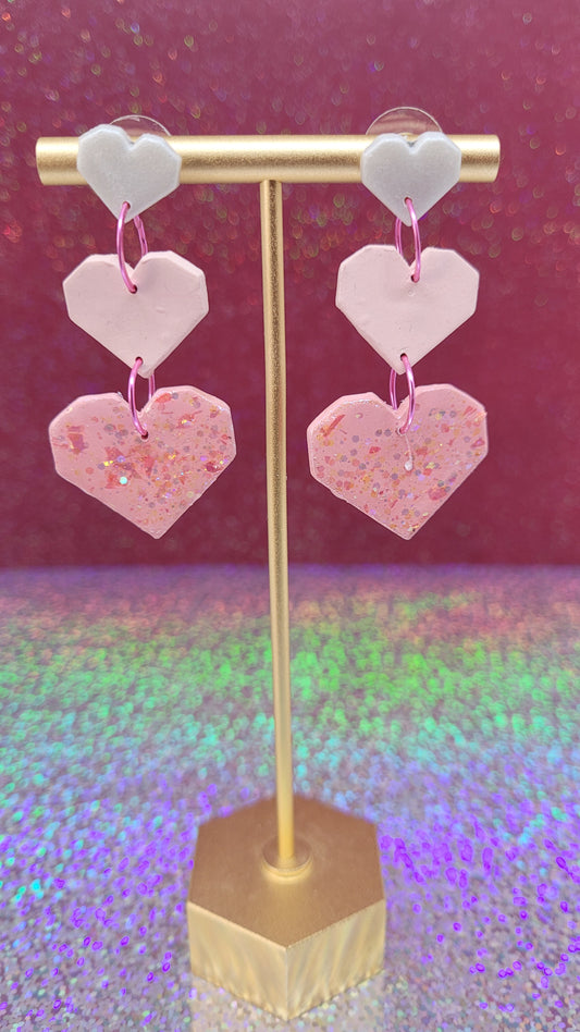 3-Tiered Gradient Heart Earrings