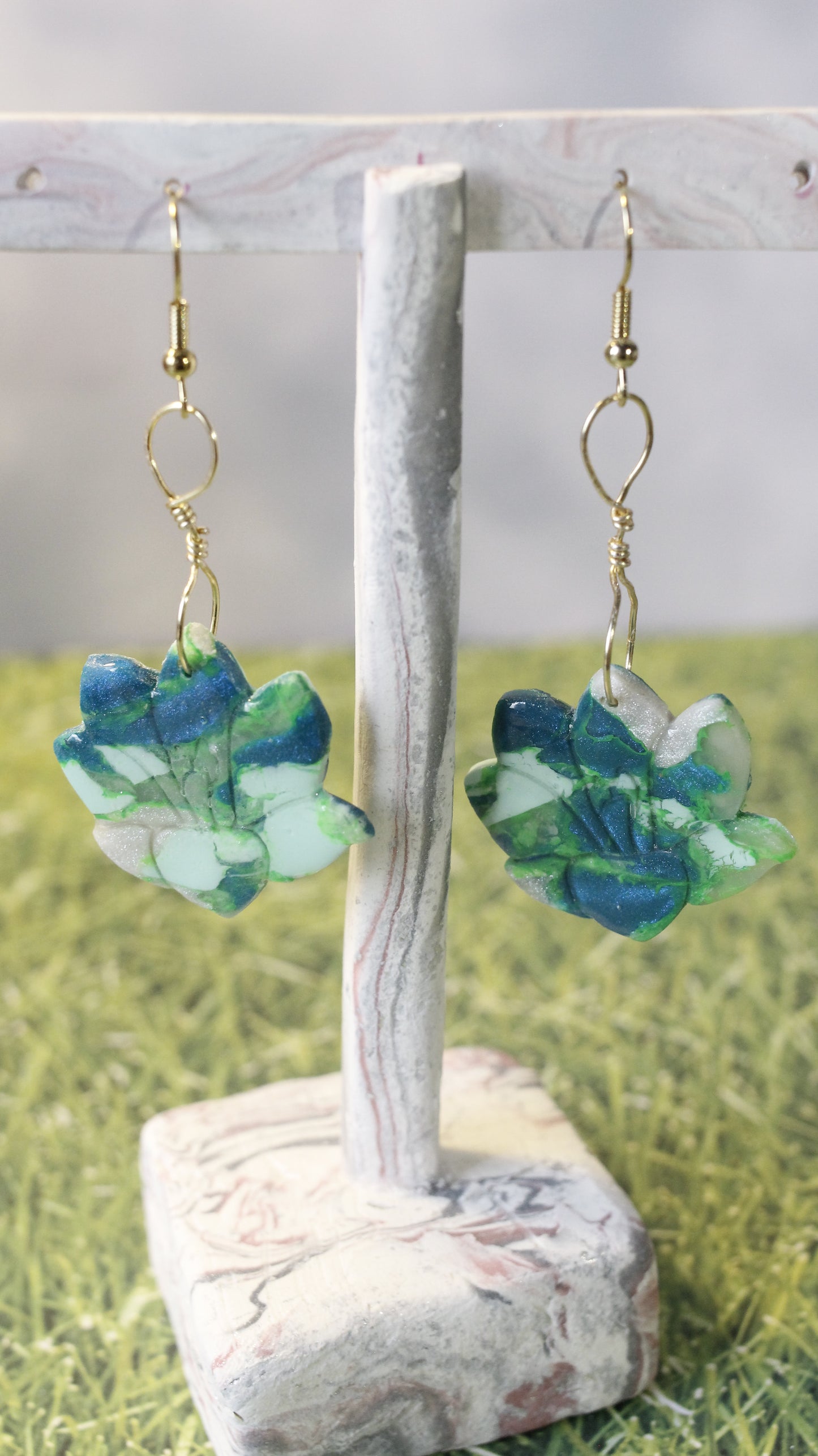 Multicolor Crocus Flower Dangle Earrings