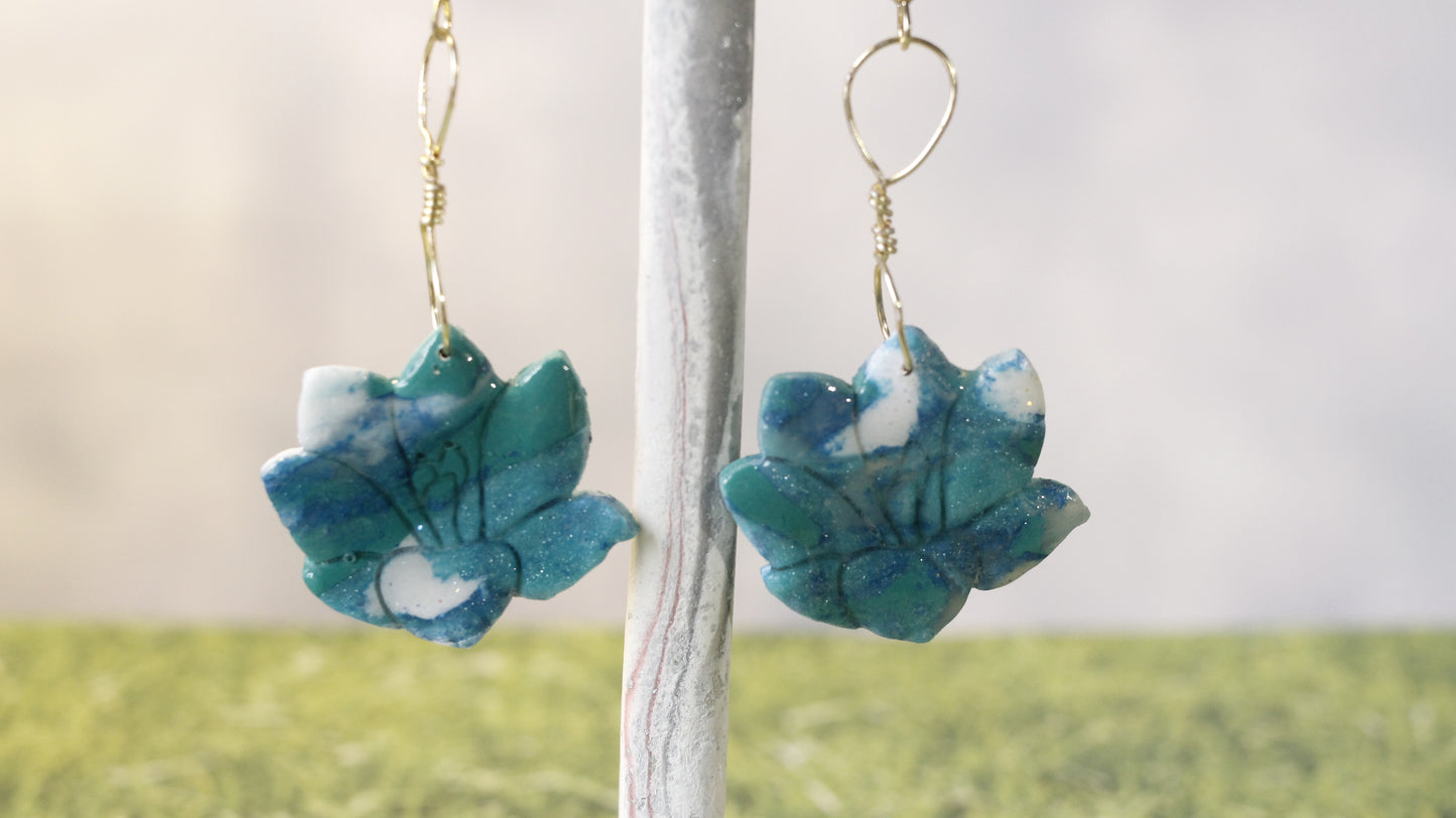 Multicolor Crocus Flower Dangle Earrings
