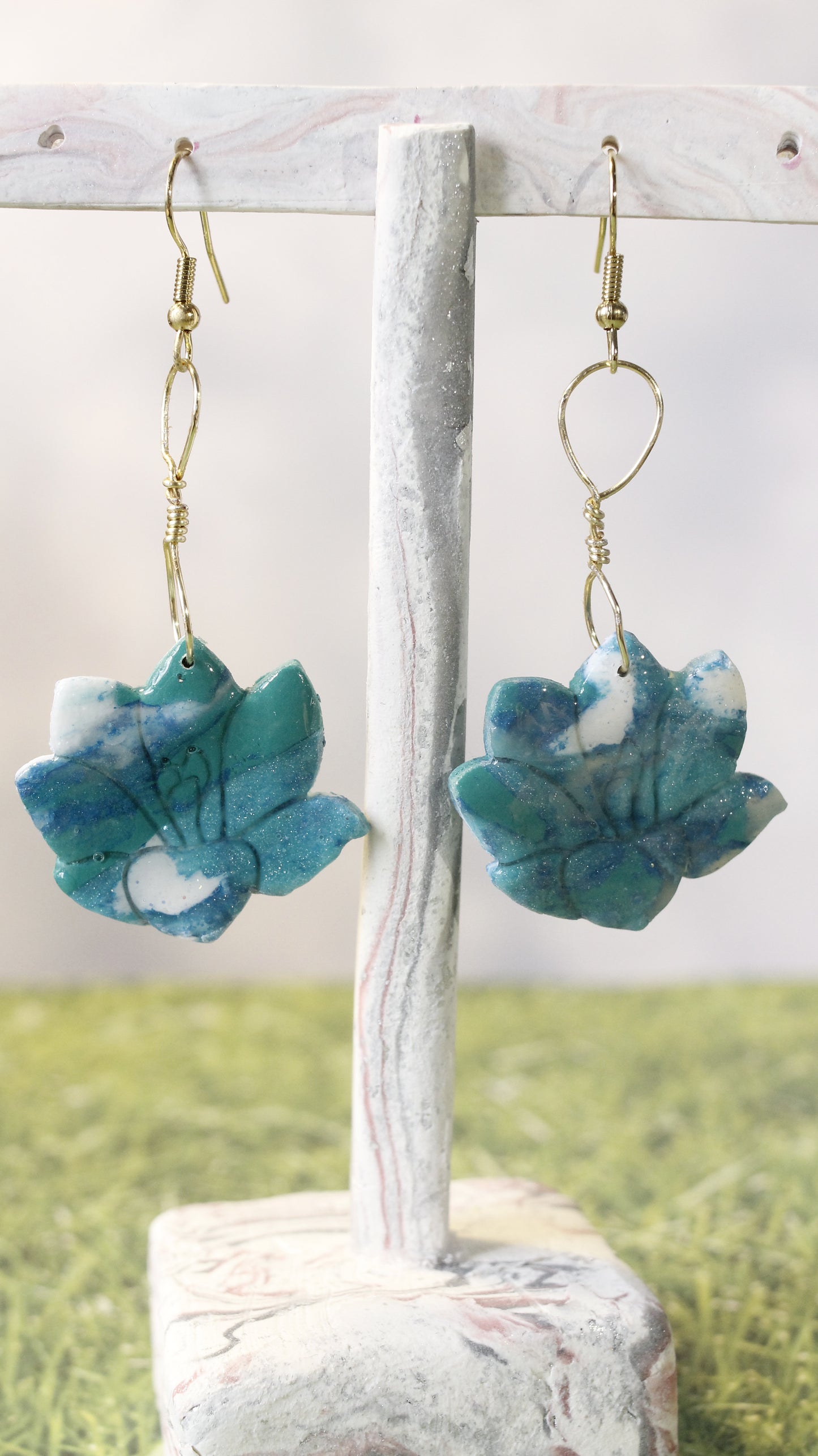 Multicolor Crocus Flower Dangle Earrings
