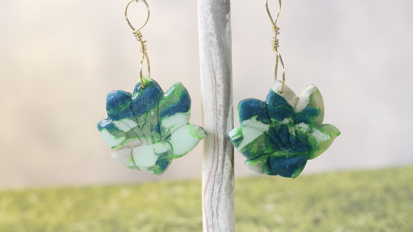 Multicolor Crocus Flower Dangle Earrings