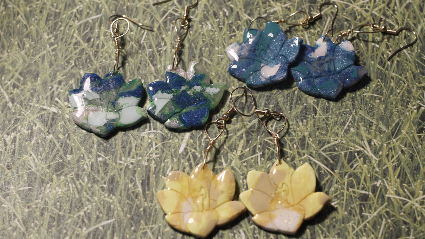 Multicolor Crocus Flower Dangle Earrings