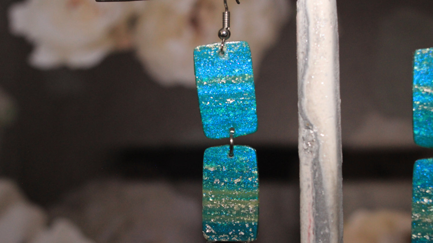 Turquoise Blue & Transparent White Drop Earring Collection