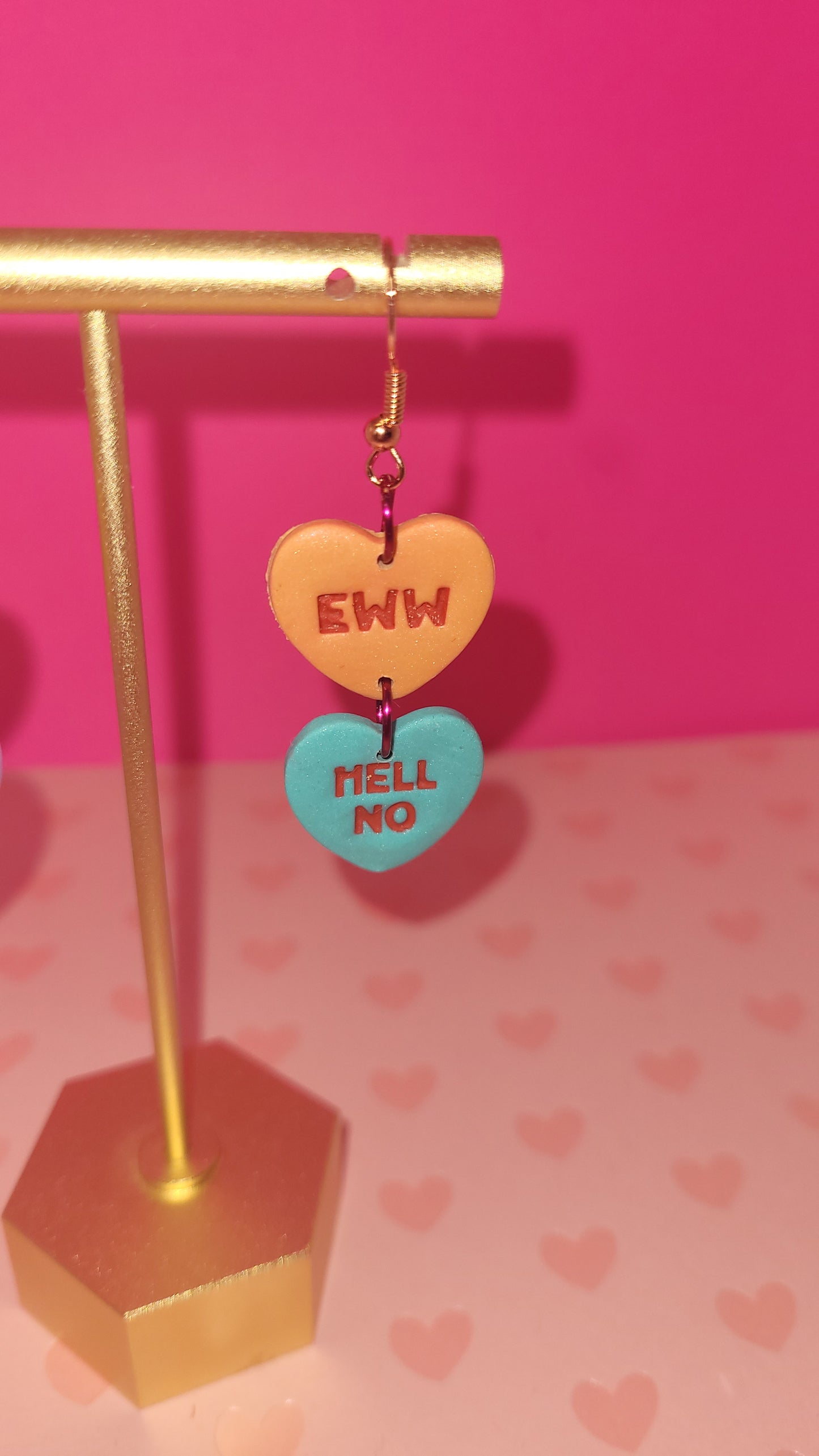 Snarky Anti-Valentine's Candy Hearts Dangle Earrings