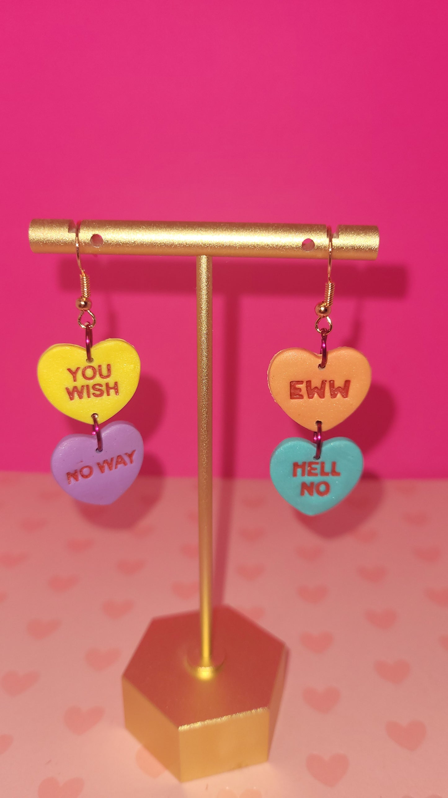Snarky Anti-Valentine's Candy Hearts Dangle Earrings