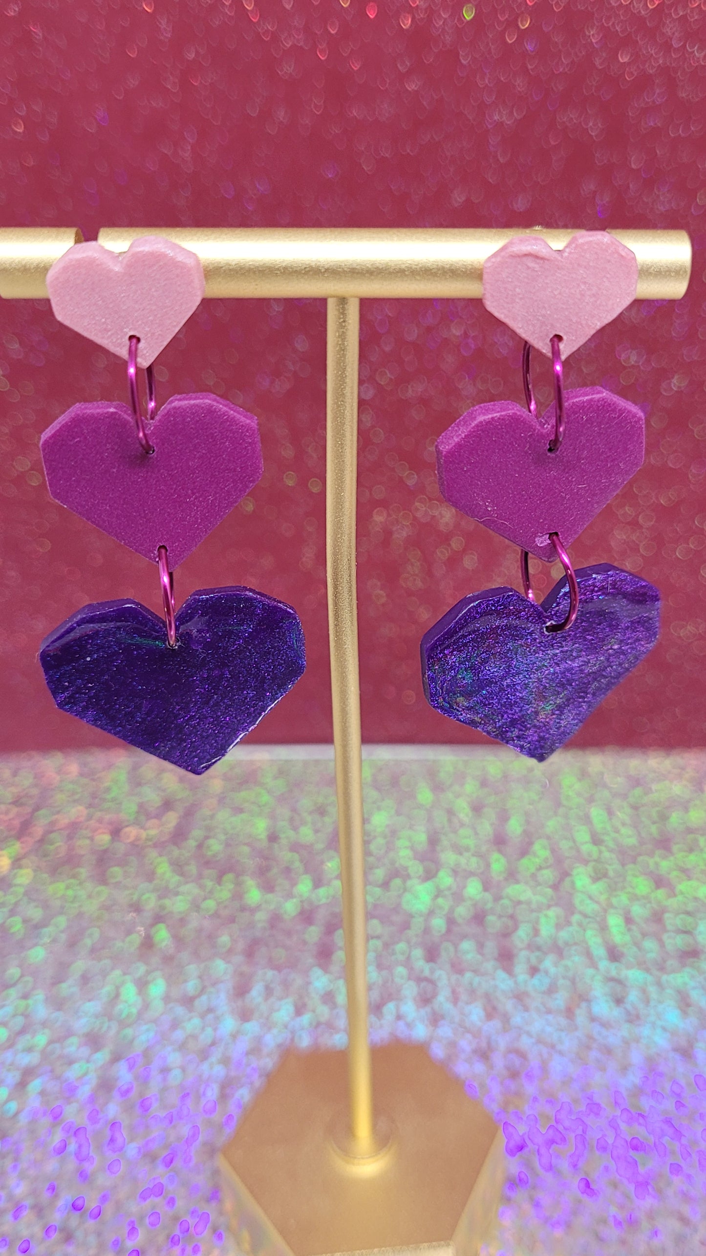 3-Tiered Gradient Heart Earrings