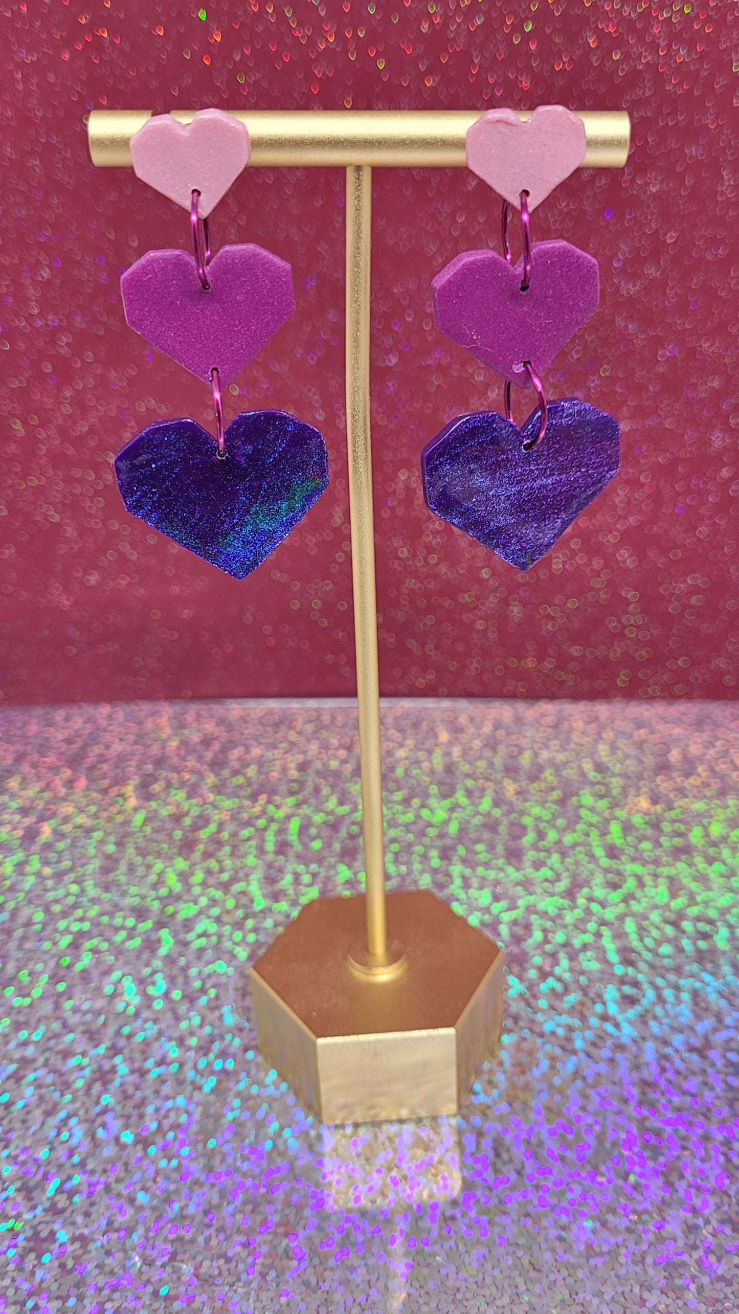 3-Tiered Gradient Heart Earrings