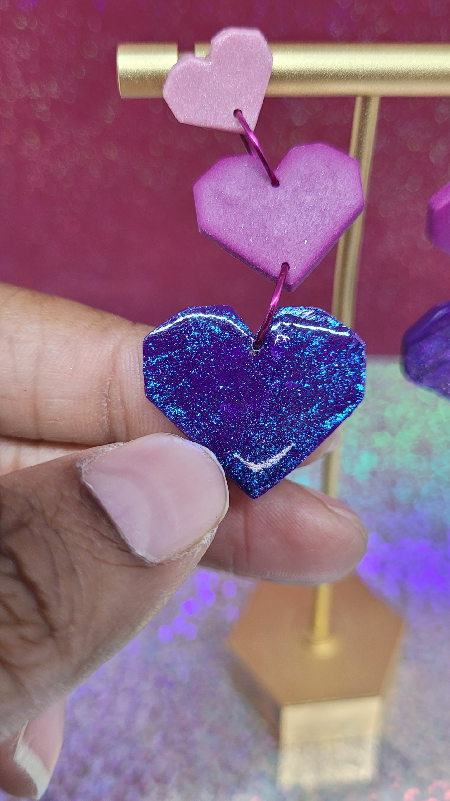 3-Tiered Gradient Heart Earrings