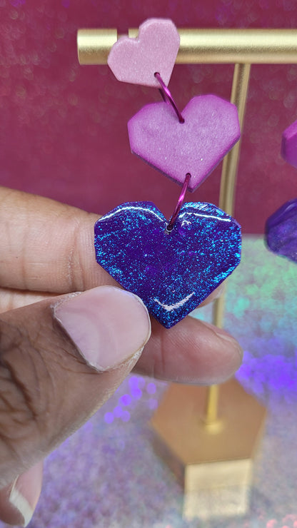 3-Tiered Gradient Heart Earrings