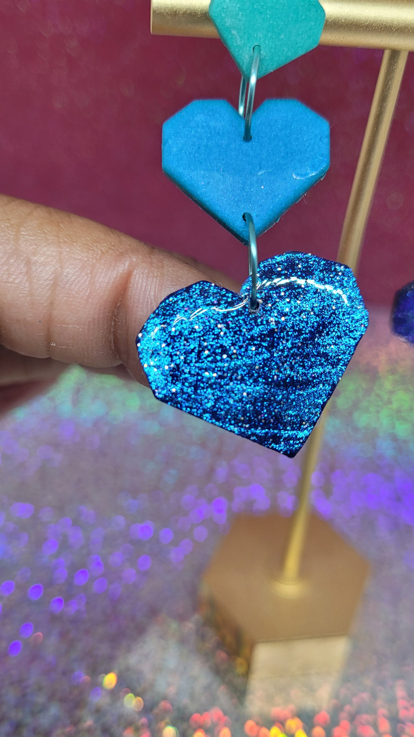 Closeup of lower heart with glitter detail