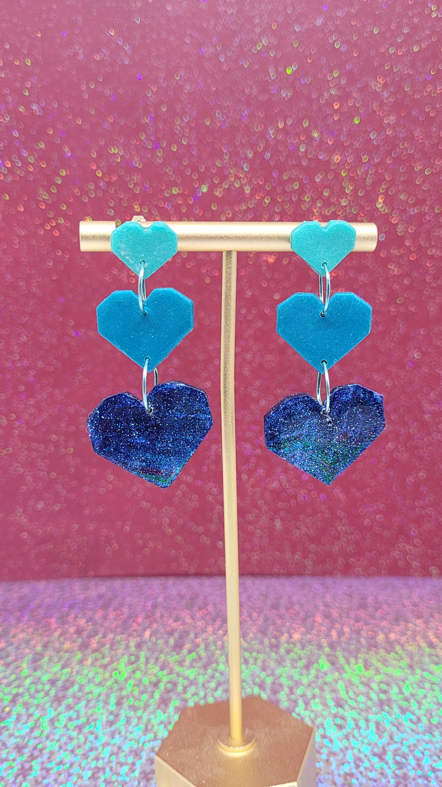 3-Tiered Gradient Heart Earrings