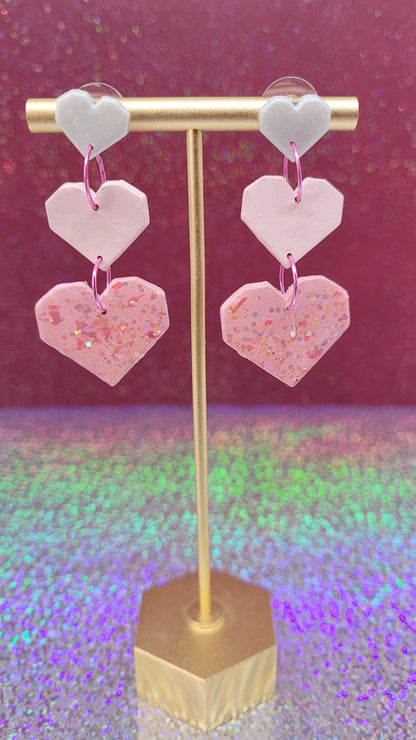 3-Tiered Gradient Heart Earrings