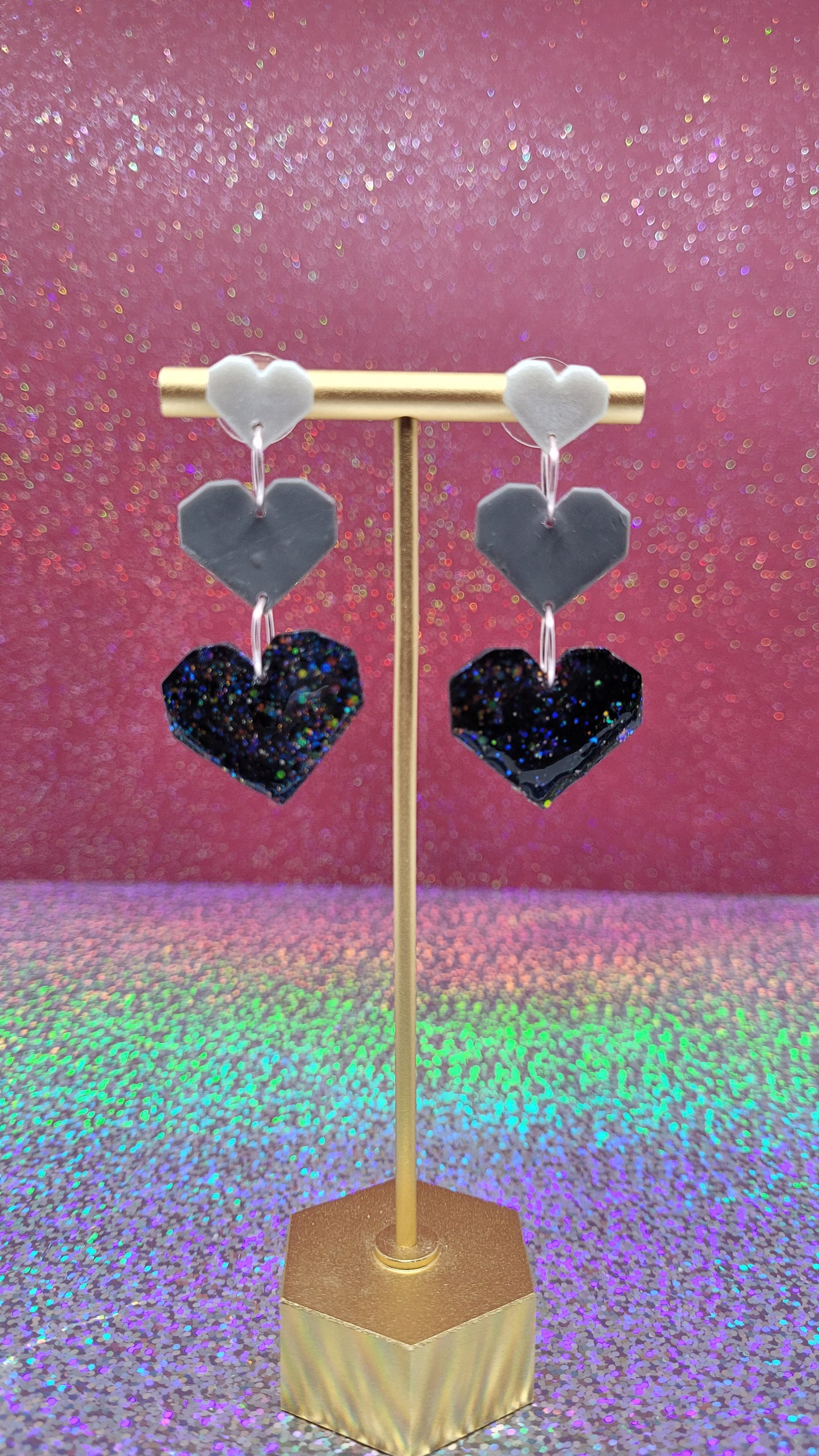 3-Tiered Gradient Heart Earrings