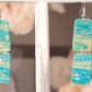 Turquoise Blue & Transparent White Polymer Clay Drop Earrings w/Silver Foil Accent - Variant 2
