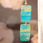 Turquoise Blue & Transparent White Polymer Clay Drop Earrings w/Silver Foil Accent - Variant 1