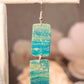 Turquoise Blue & Transparent White Polymer Clay Drop Earrings w/Silver Foil Accent - Variant 1