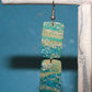 Transparent White & Turquoise Blue Polymer Clay Drop Earrings w/Silver Foil Accent