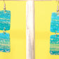 Turquoise Blue & Transparent White Polymer Clay Drop Earrings w/Silver Foil Accent - Variant 4