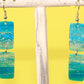 Turquoise Blue & Transparent White Polymer Clay Drop Earrings w/Silver Foil Accent - Variant 5