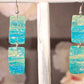 Turquoise Blue & Transparent White Polymer Clay Drop Earrings w/Silver Foil Accent - Variant 1