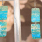 Turquoise Blue & Transparent White Polymer Clay Drop Earrings w/Silver Foil Accent - Variant 1