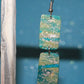 Transparent White & Turquoise Blue Polymer Clay Drop Earrings w/Silver Foil Accent