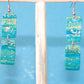 Turquoise Blue & Transparent White Polymer Clay Drop Earrings w/Silver Foil Accent - Variant 3