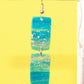 Turquoise Blue & Transparent White Polymer Clay Drop Earrings w/Silver Foil Accent - Variant 5