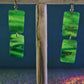 Transparent White & Turquoise Blue Polymer Clay Drop Earrings w/Silver Foil Accent