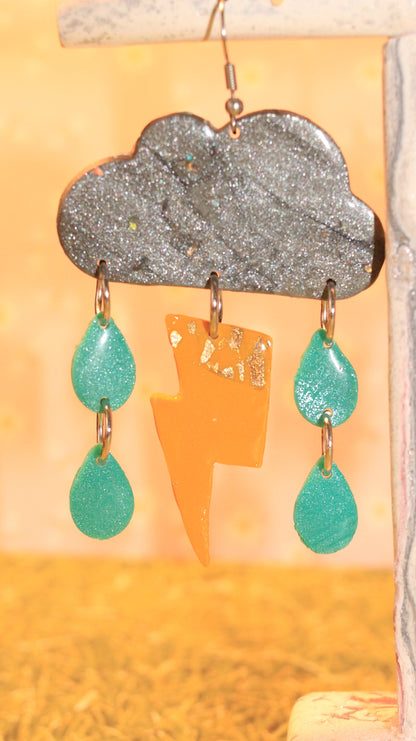Stormy Weather Shimmering & Glow-In-The-Dark Dangle Earrings