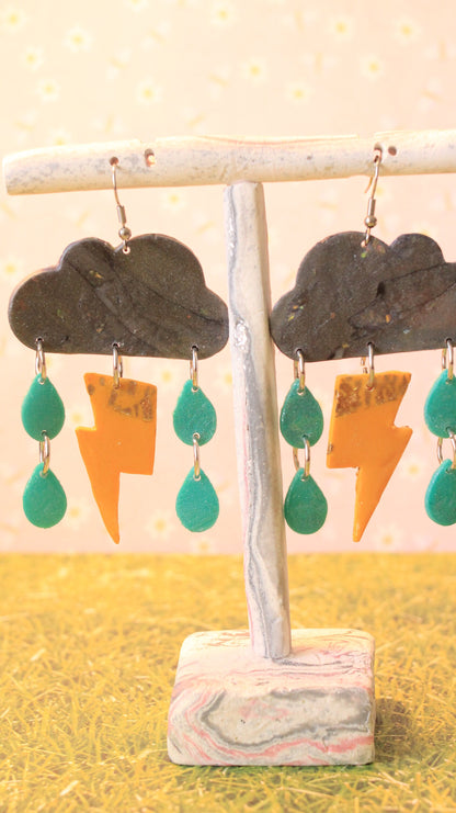 Stormy Weather Shimmering & Glow-In-The-Dark Dangle Earrings