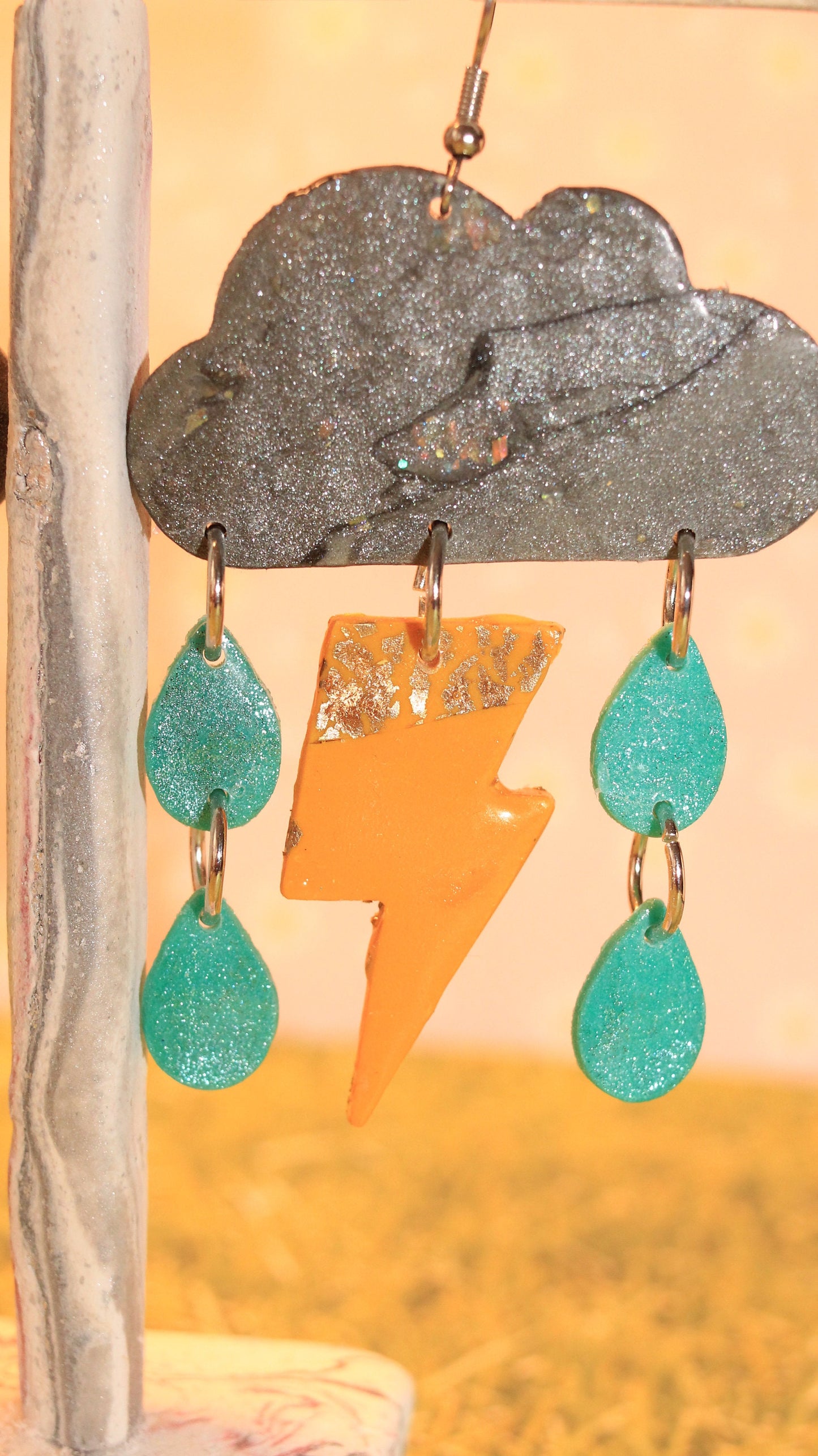Stormy Weather Shimmering & Glow-In-The-Dark Dangle Earrings